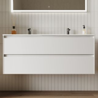 Подвесная тумба под двойную раковину Sancos Cento CN120-2W 120см белый глянец